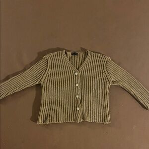 Kids Ribbed Tan Cardigan Sweater